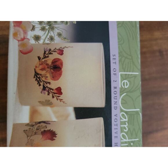 Le Jardin Set Of 2 Round Votive Candle Holders New Old Stock Floral - Picture 2 of 6